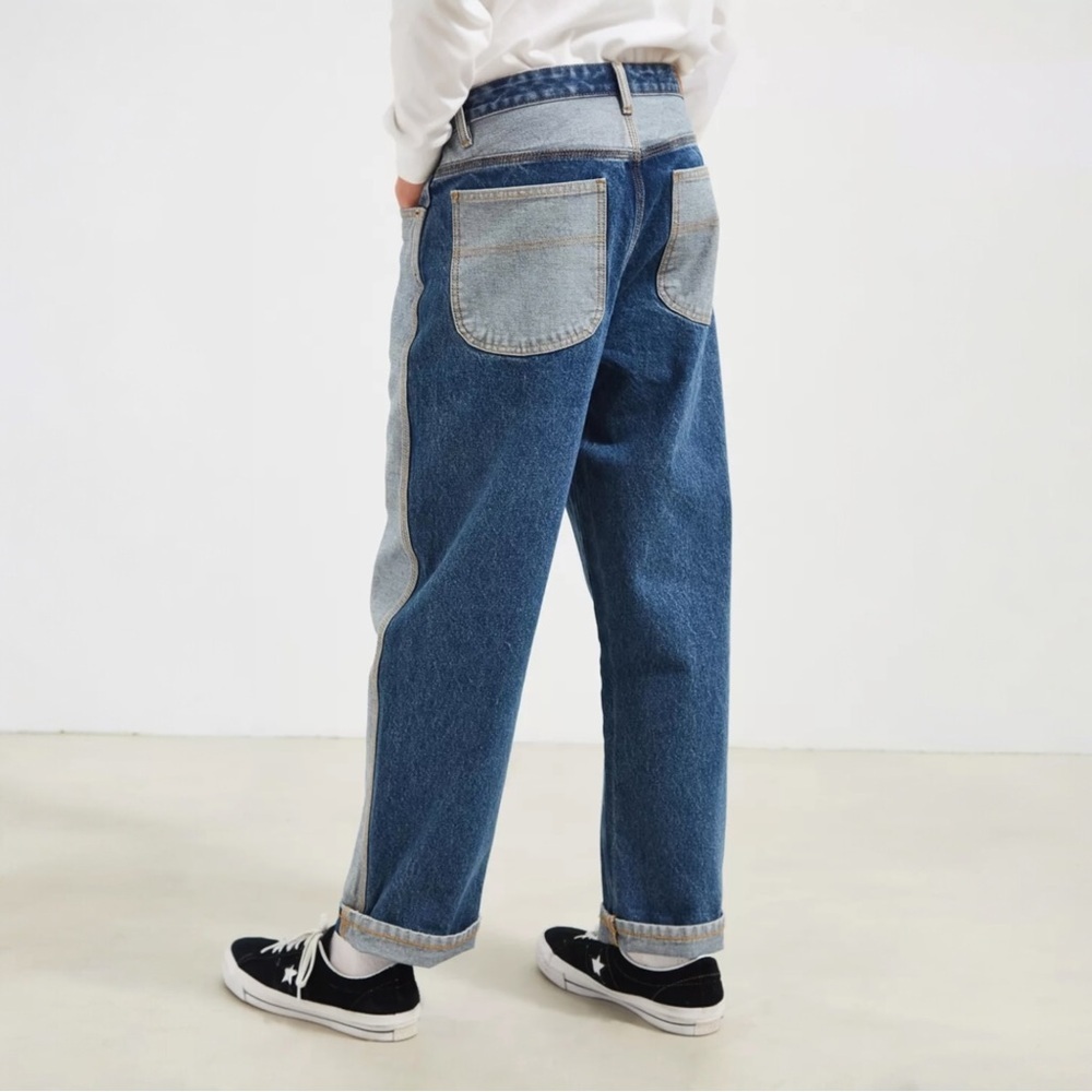 BDG Colorblock Baggy Wide Leg Jeans Mens 32x28 Cotton Hip Hop Skater *Flaw - Picture 2 of 14